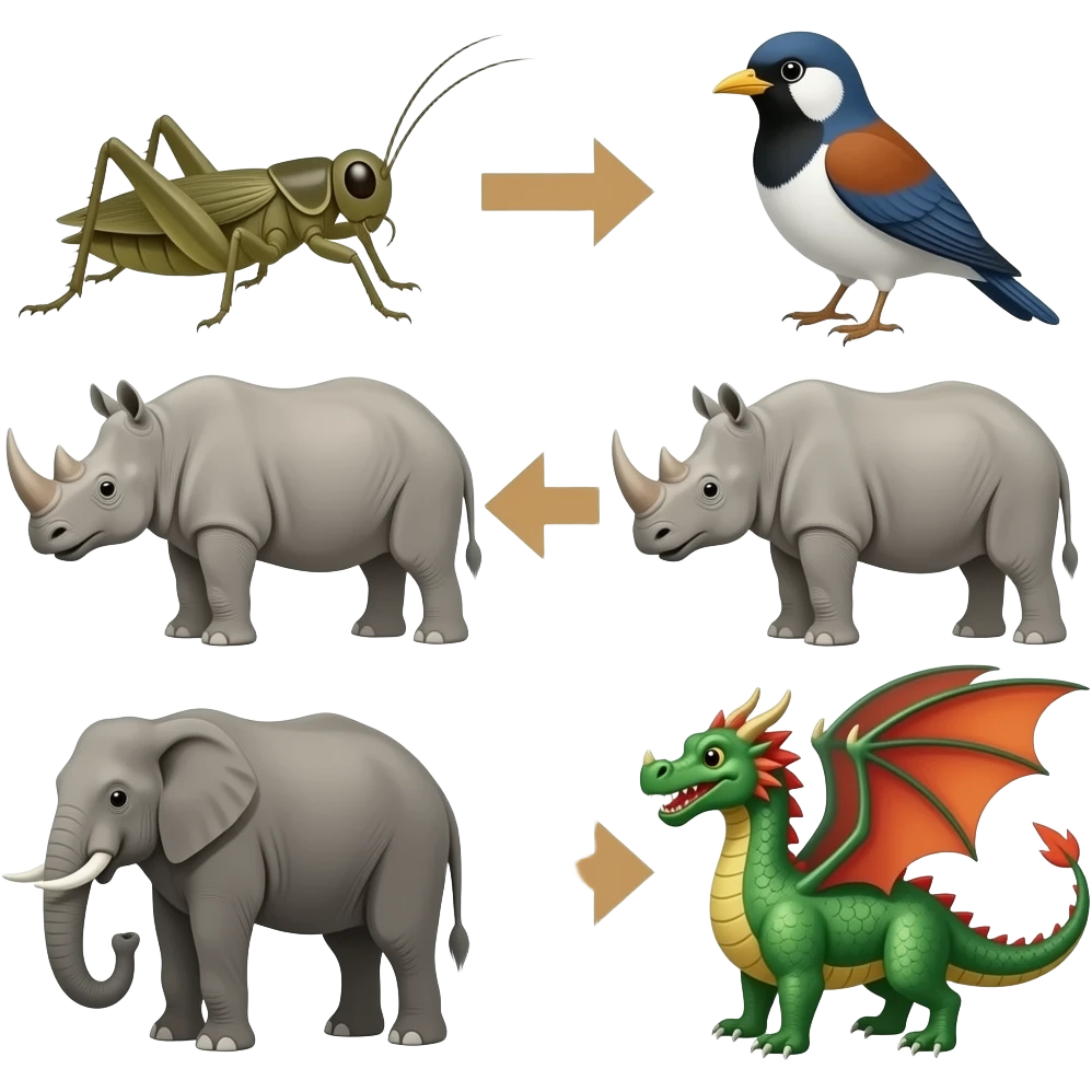 Food chain 🦗🐦🦏🐘🐉 emoji