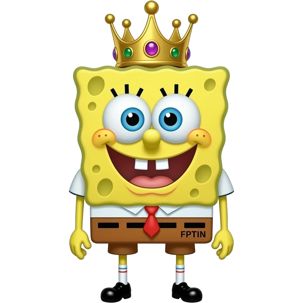 Bob esponja coroa escrita nele FPTin preto em tema sofisticado rosa e dourado emoji
