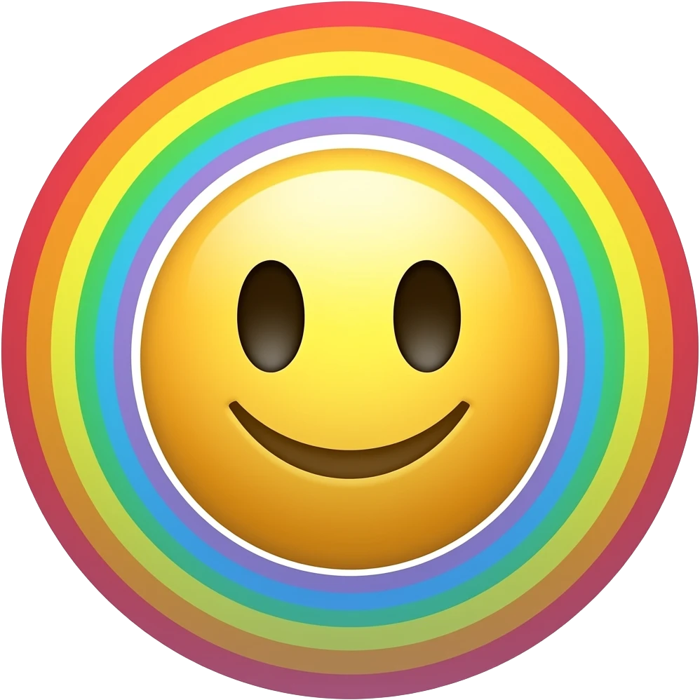 Grining face with rainbow colored circle emoji