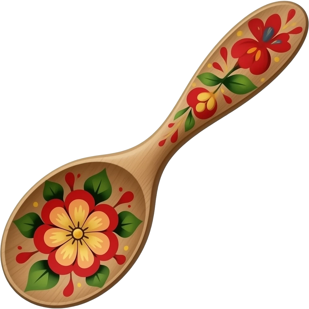 Russian folk wooden spoon with Khokhloma ornament emoji