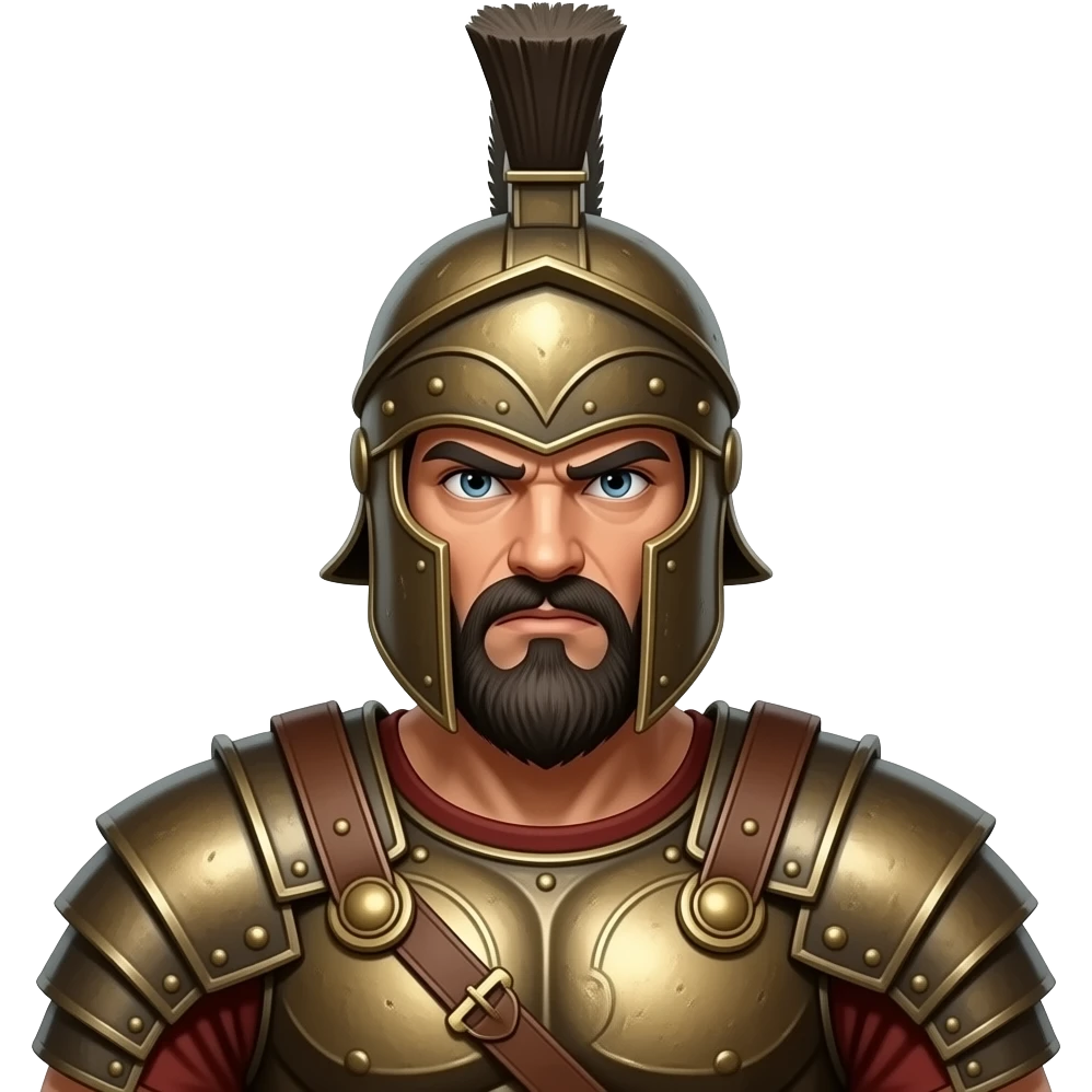 Roman Spartan warrior with full body from 300 movie with beard and more aggressive emoji