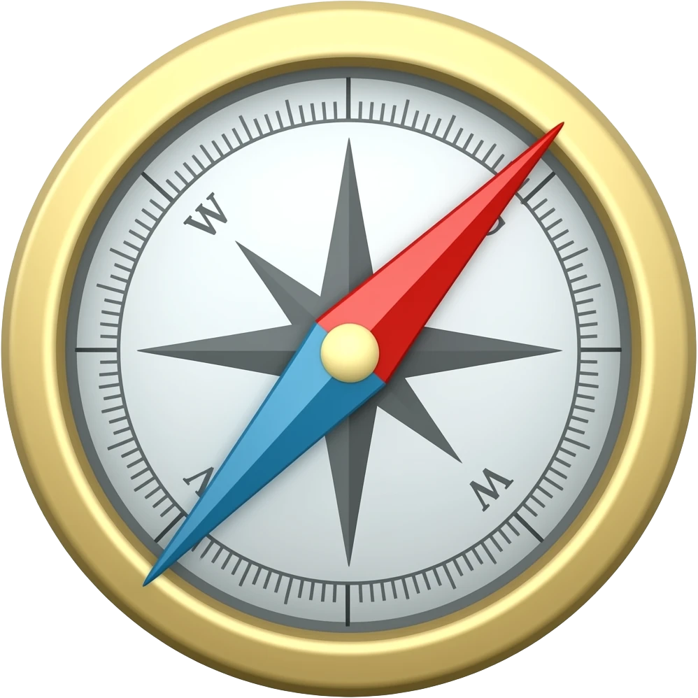 a compass whose needle points south emoji