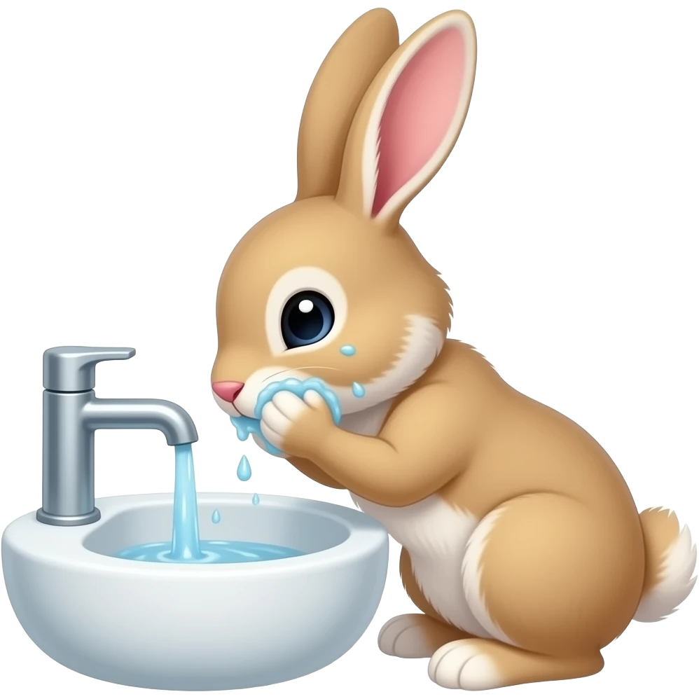 Next, bunny washes bunny’s face at the sink. emoji