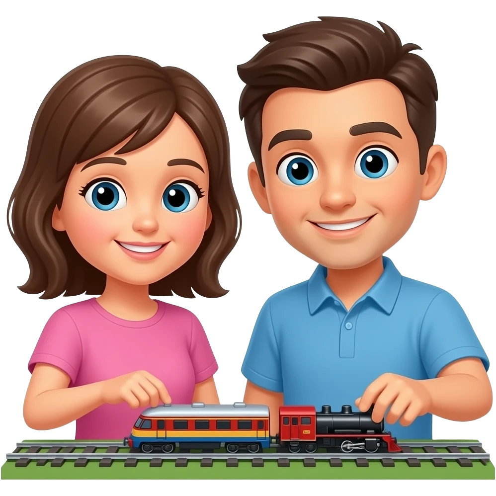 Couple playing with model trains emoji