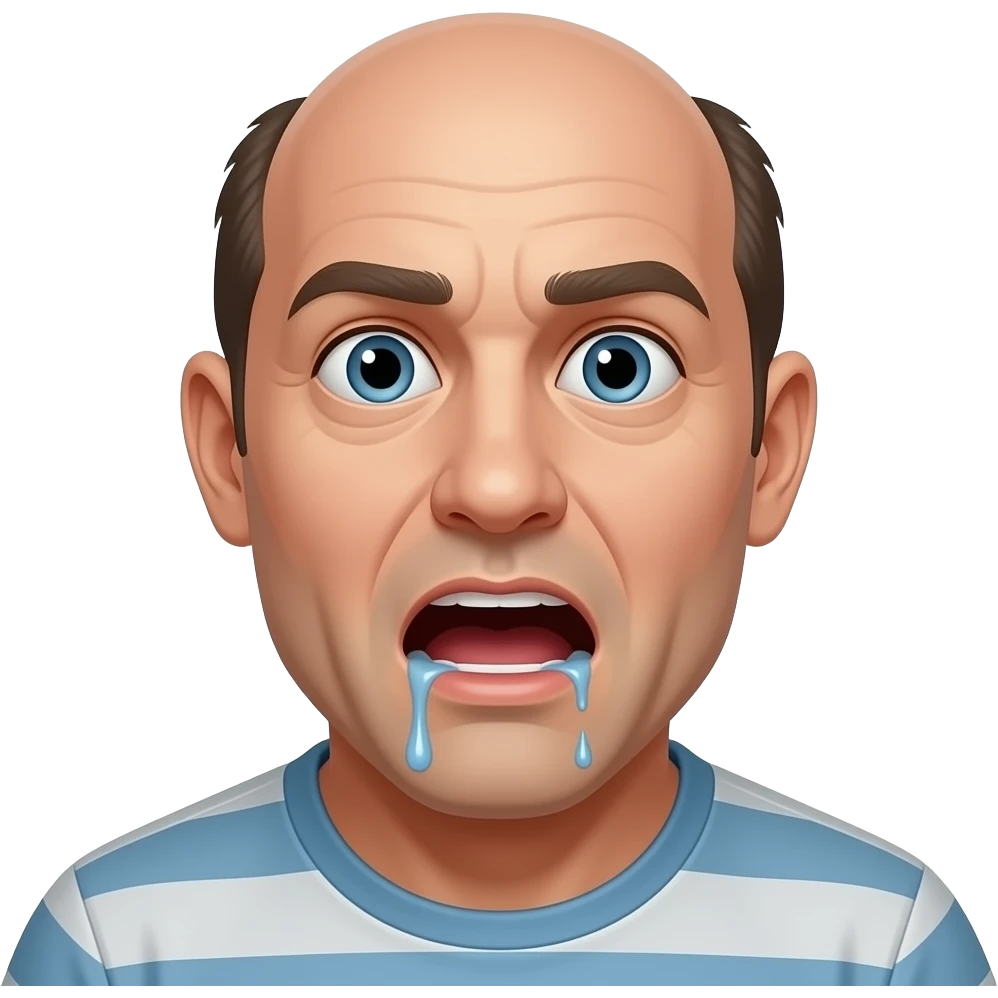 Bald man drooling mouth emoji