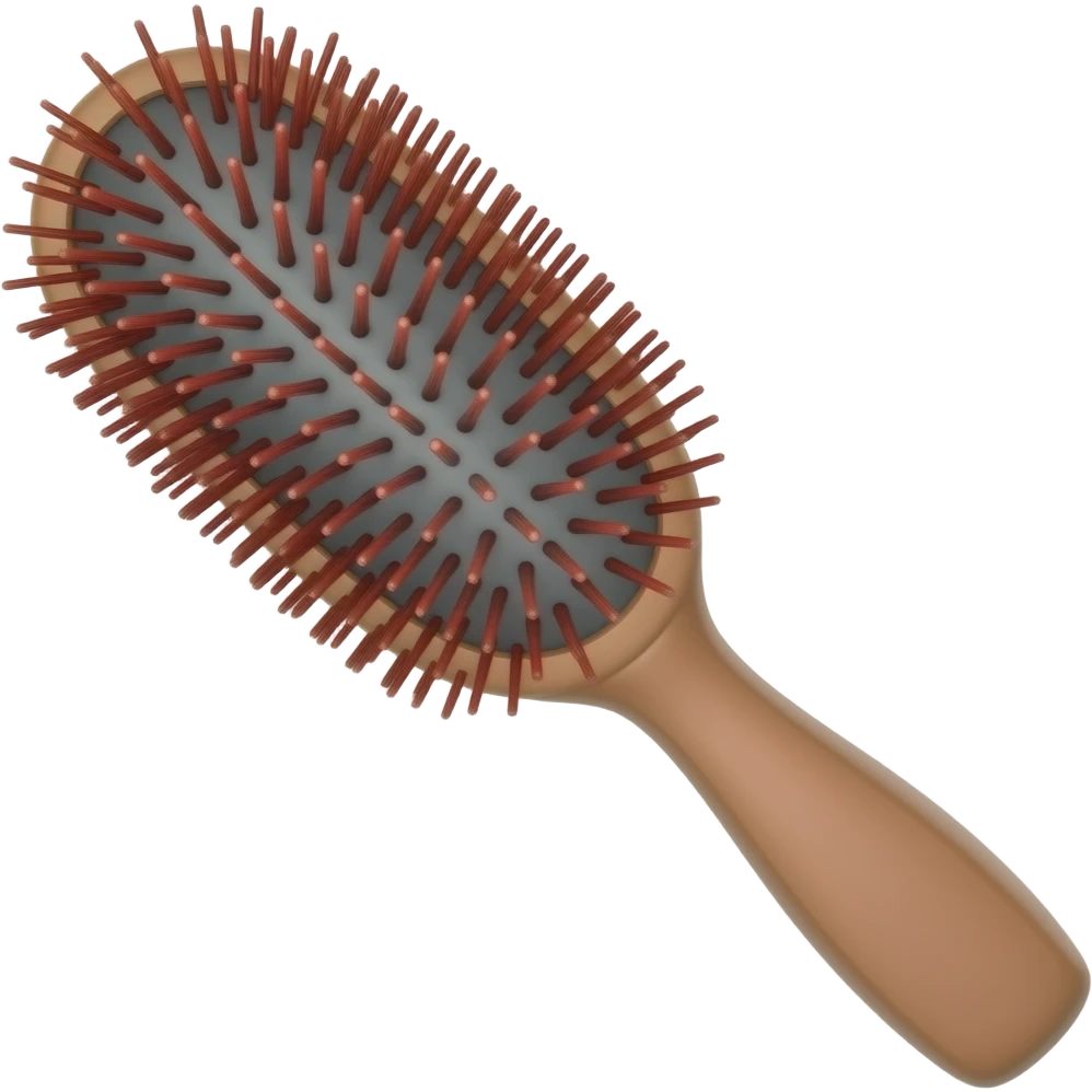 Hairbrush with red hair through it emoji
