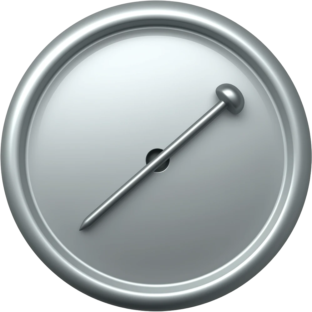 badge with a pin emoji