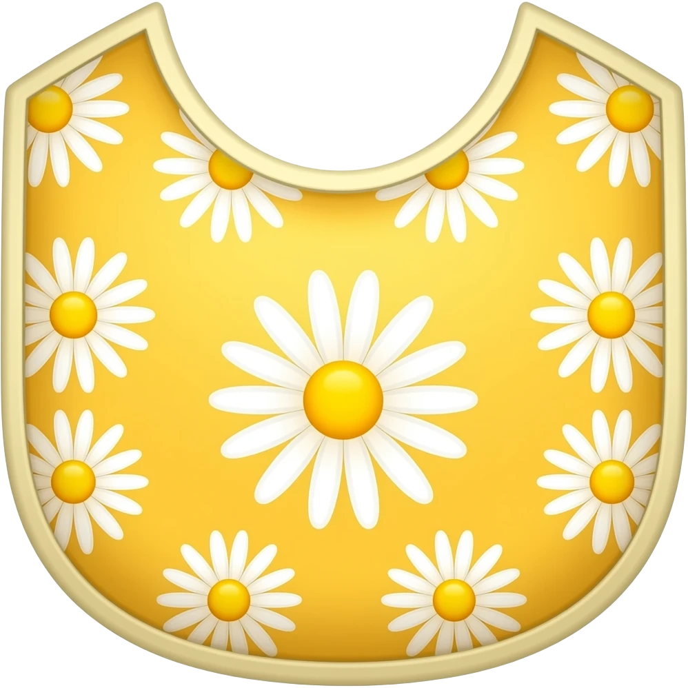 yellow bib with daisy pattern emoji