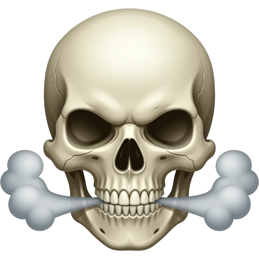 Angry skull head with smoke coming out of its ears not mouth emoji