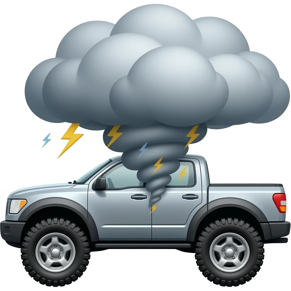 a storm chasing vehicle that has platings on its wheels to cover it so that when a tornado comes it doesnt lift emoji