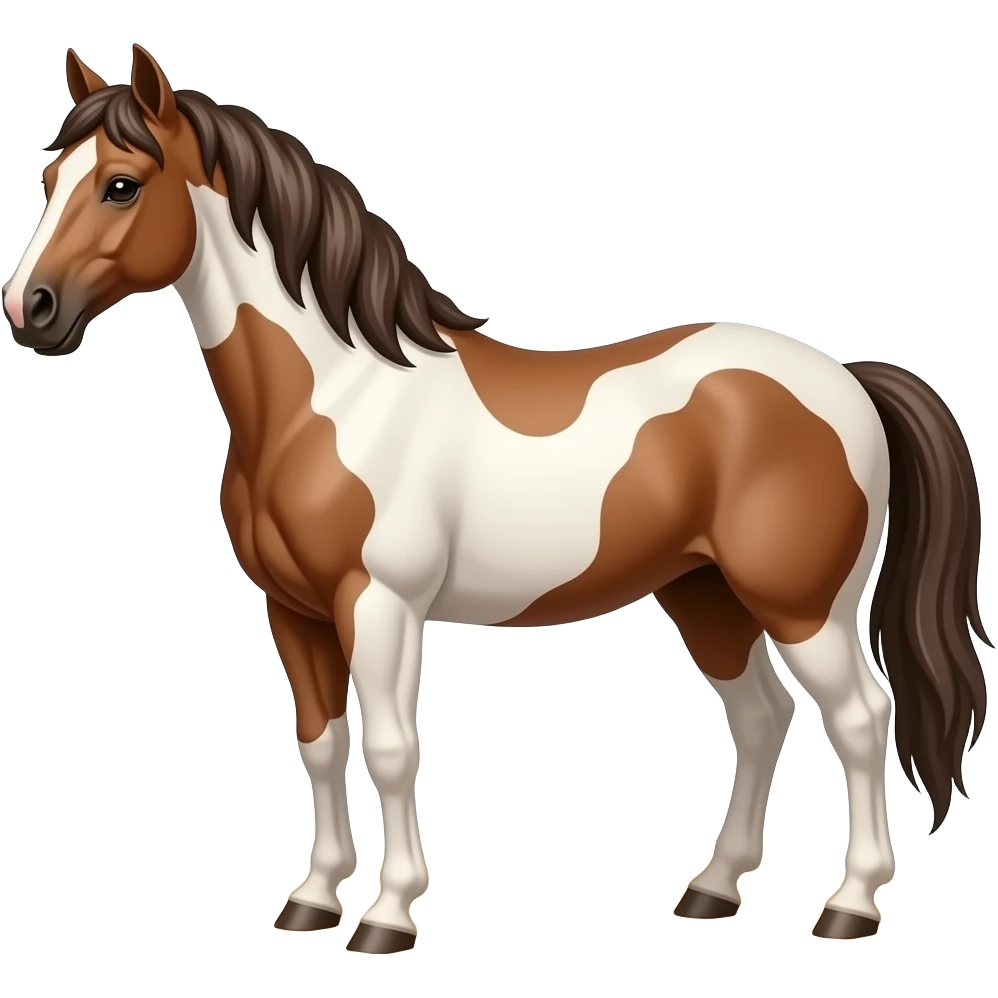 Stallion brown and white horse hair beash emoji
