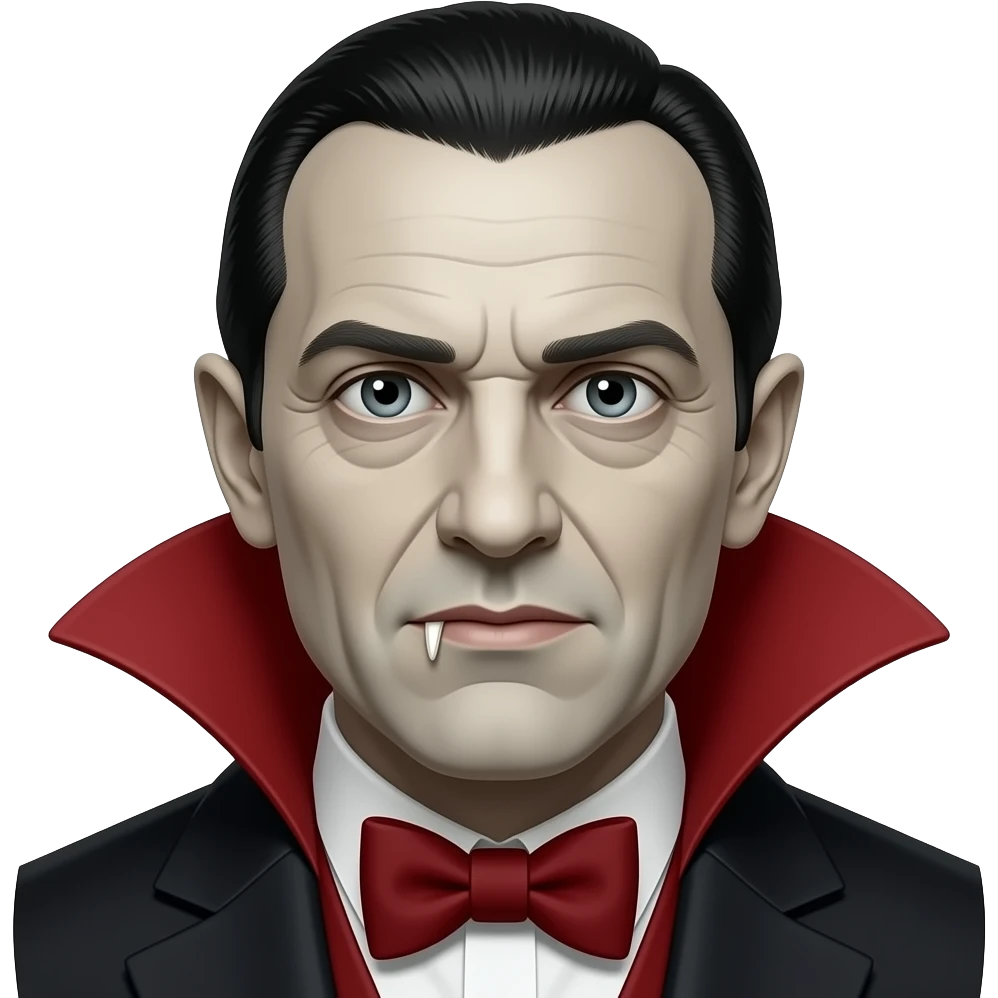 Bela Lugosi, Dracula, Classic Horror Monster, hype, head and collarr realistic, photorealistic, cinematic emoji