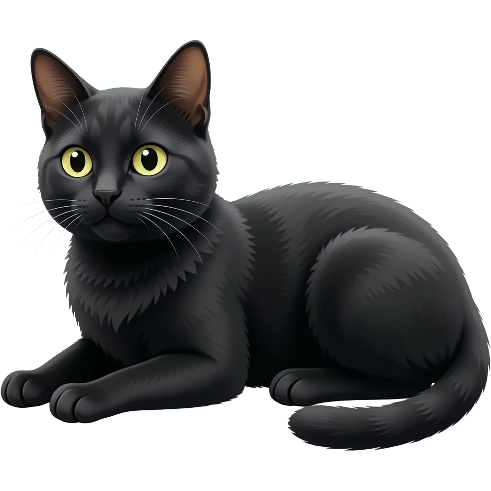 a laying down black cat is prepared during hunting emoji