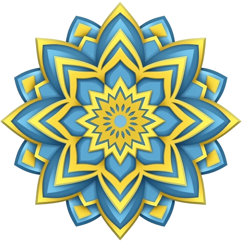 Yellow and blue mandala pattern emoji | AI Emoji Generator