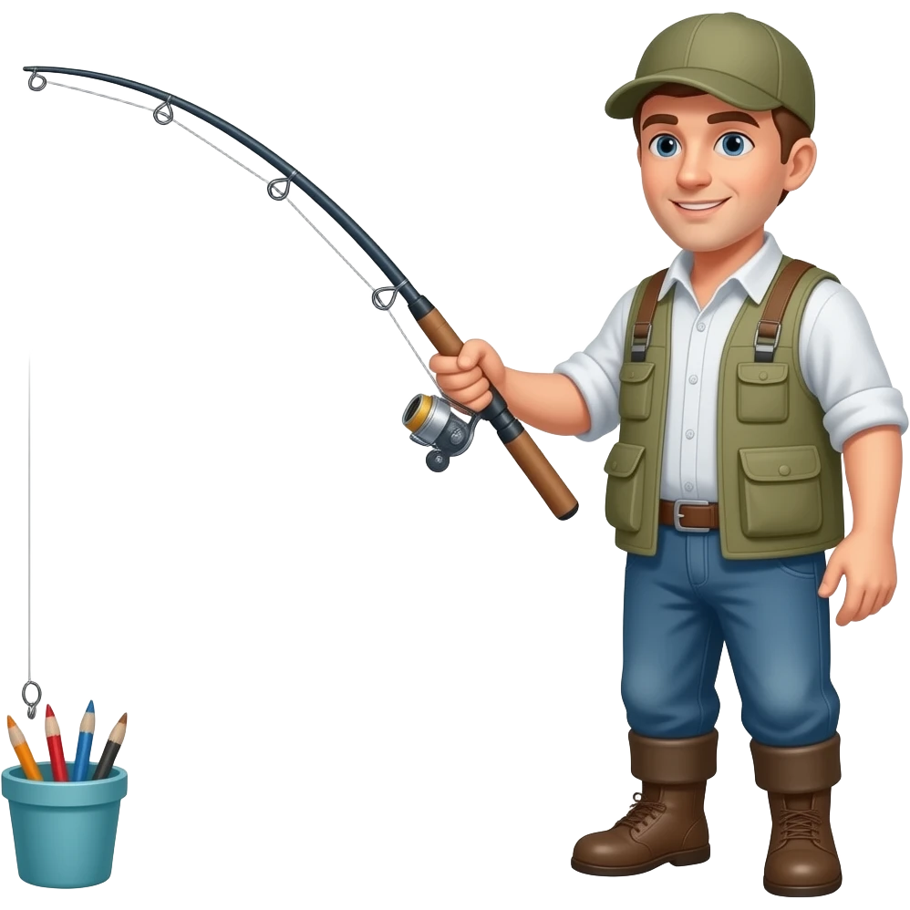 cartoonish game assert fisherman with fishing rod emoji