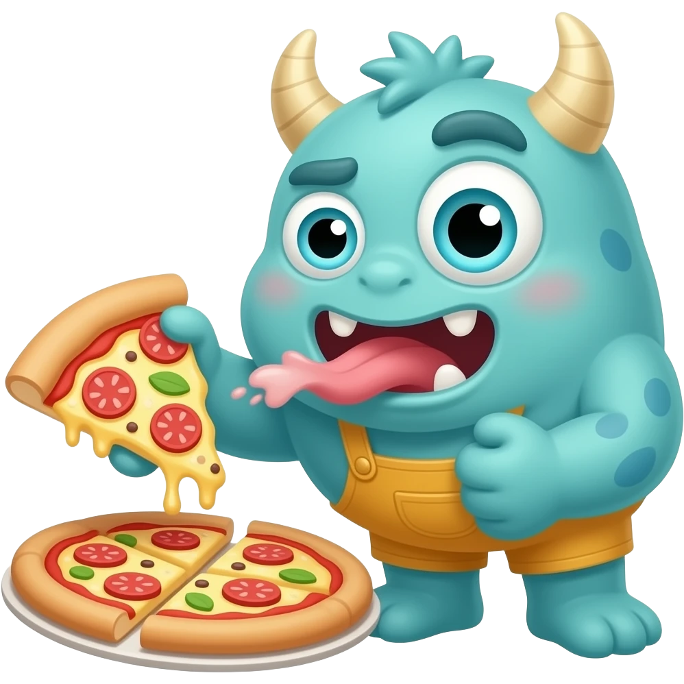 cartoon monster farting on a pizza emoji