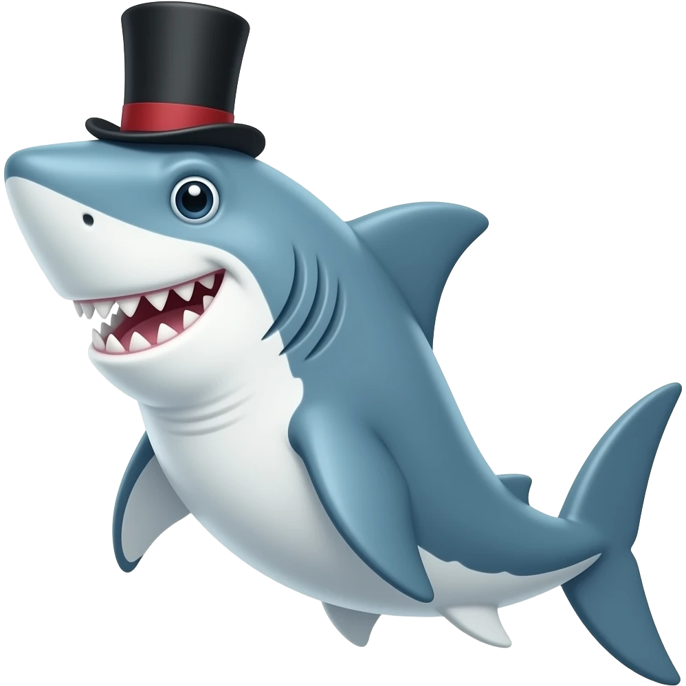 Shark with a top hat emoji