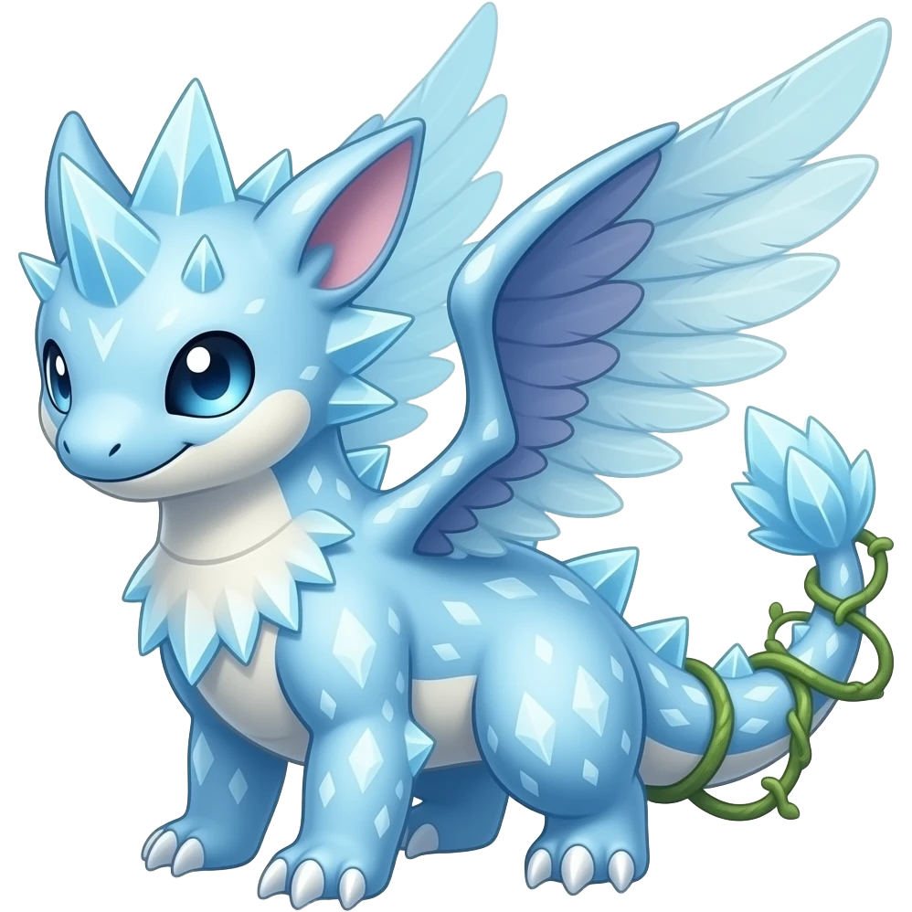 Cute Amaura-Aurorus-Tyranitar-Axew-Tropius-Flygon-hybrid emoji