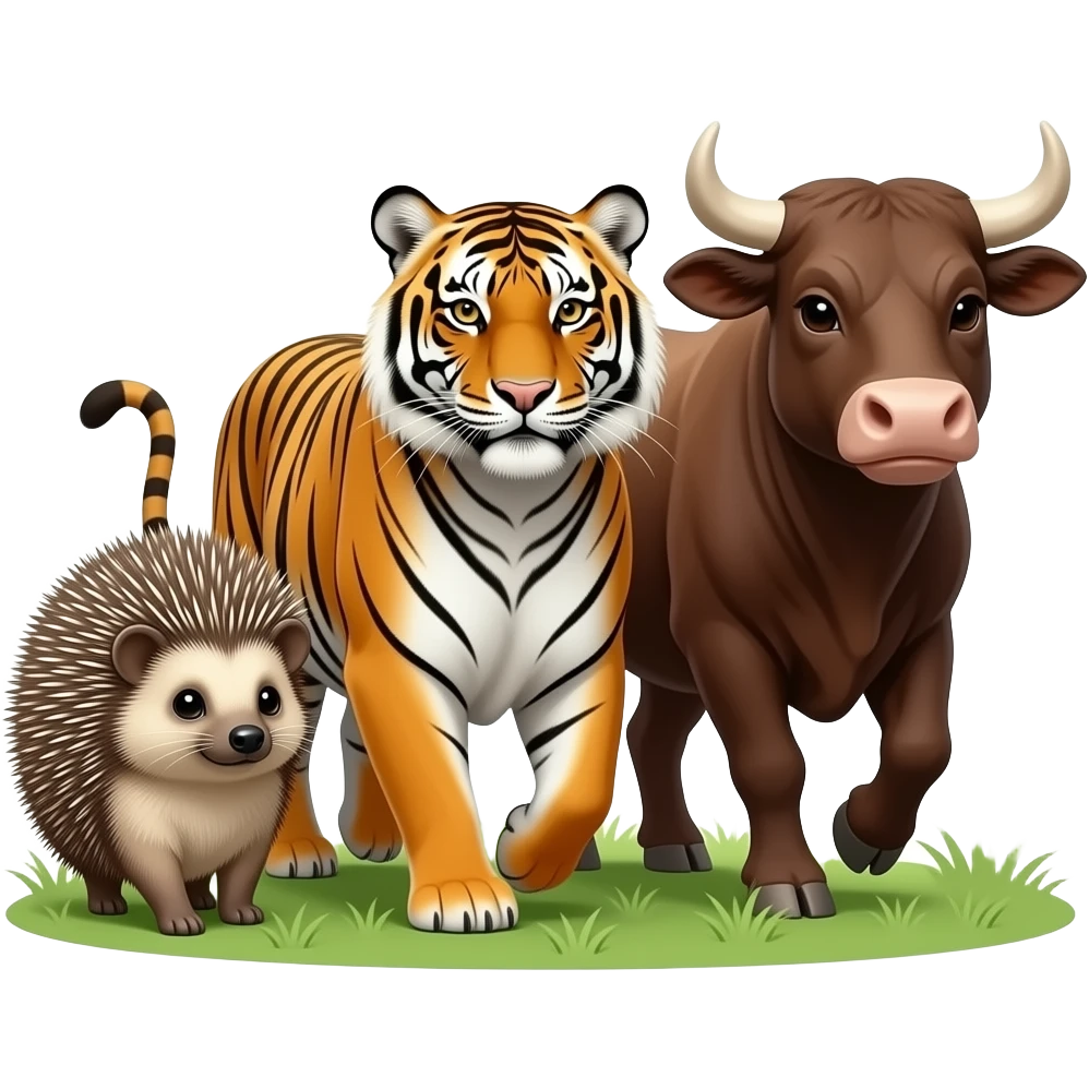 🦔🐅🐂 marching grass emoji