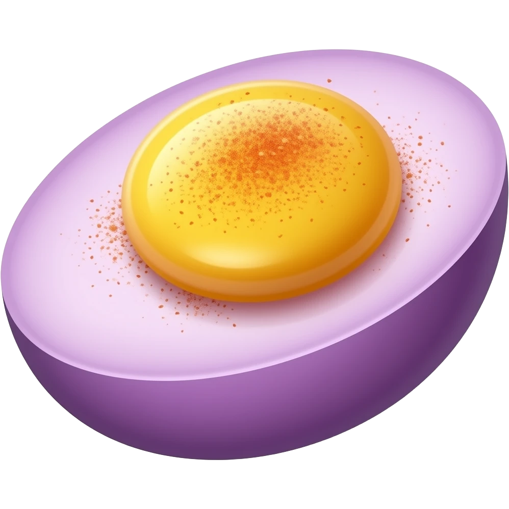 Purple deviled eggs with paprika in the middle I want the egg so purple, but I want the yolk in the middle yellow emoji