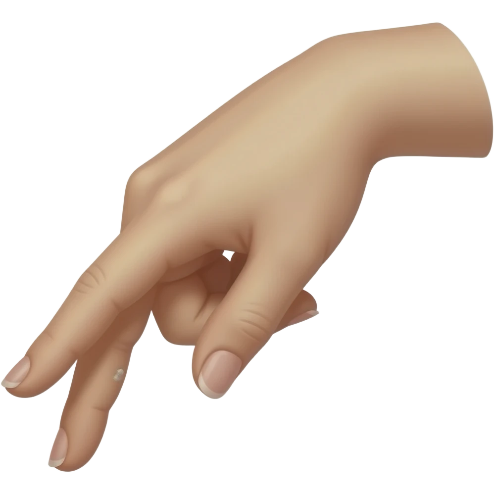 only a hand. no other objects. the hand have the fingers pointing down.  all the finger tips toogether. no powder. index finger touching all the other 4 fingers. all the 5 finger nails are touching each other. its a slim delicate  female hand that sprinkle some invisible powder emoji