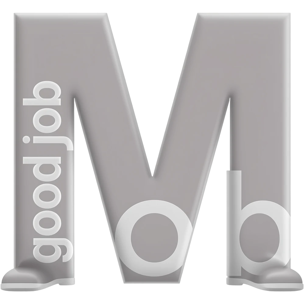 De letter M met daarin verwerkt goed gedaan op de poten van de letter M emoji