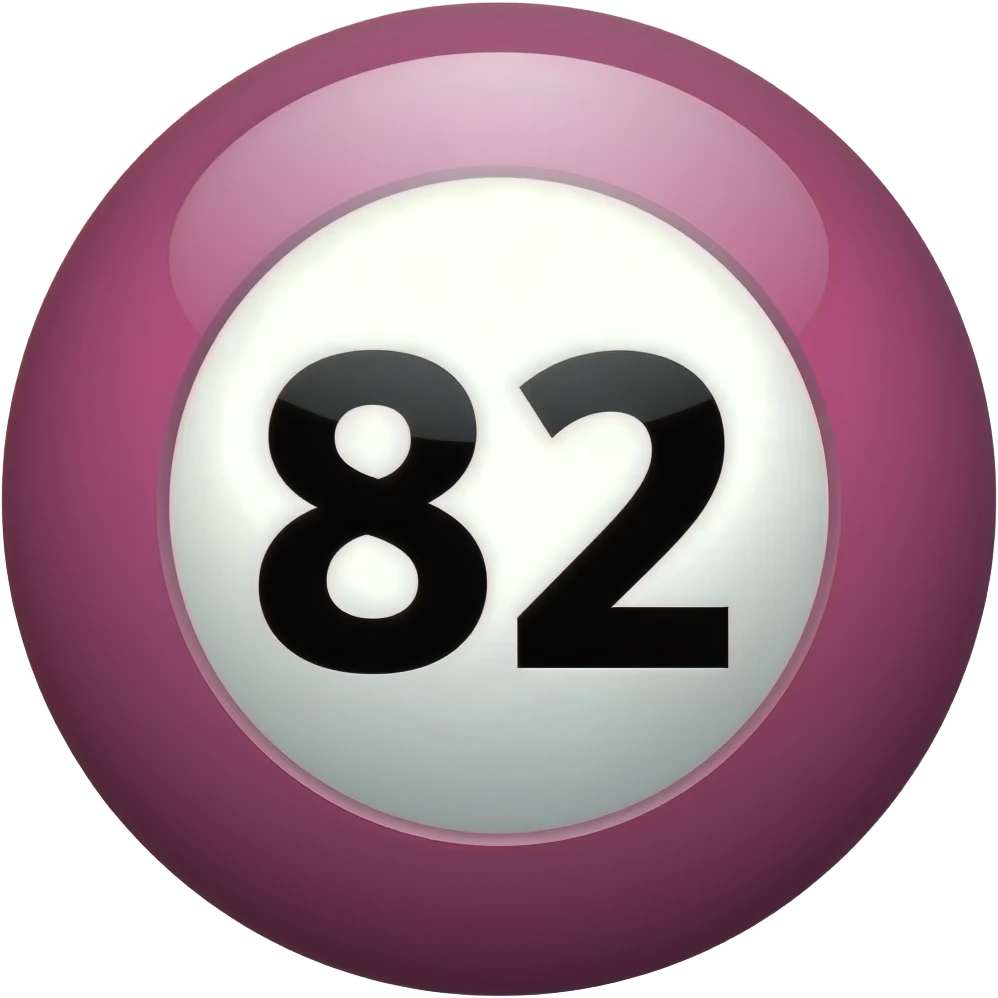 bola de bingo rosa oscuro con número 82 emoji