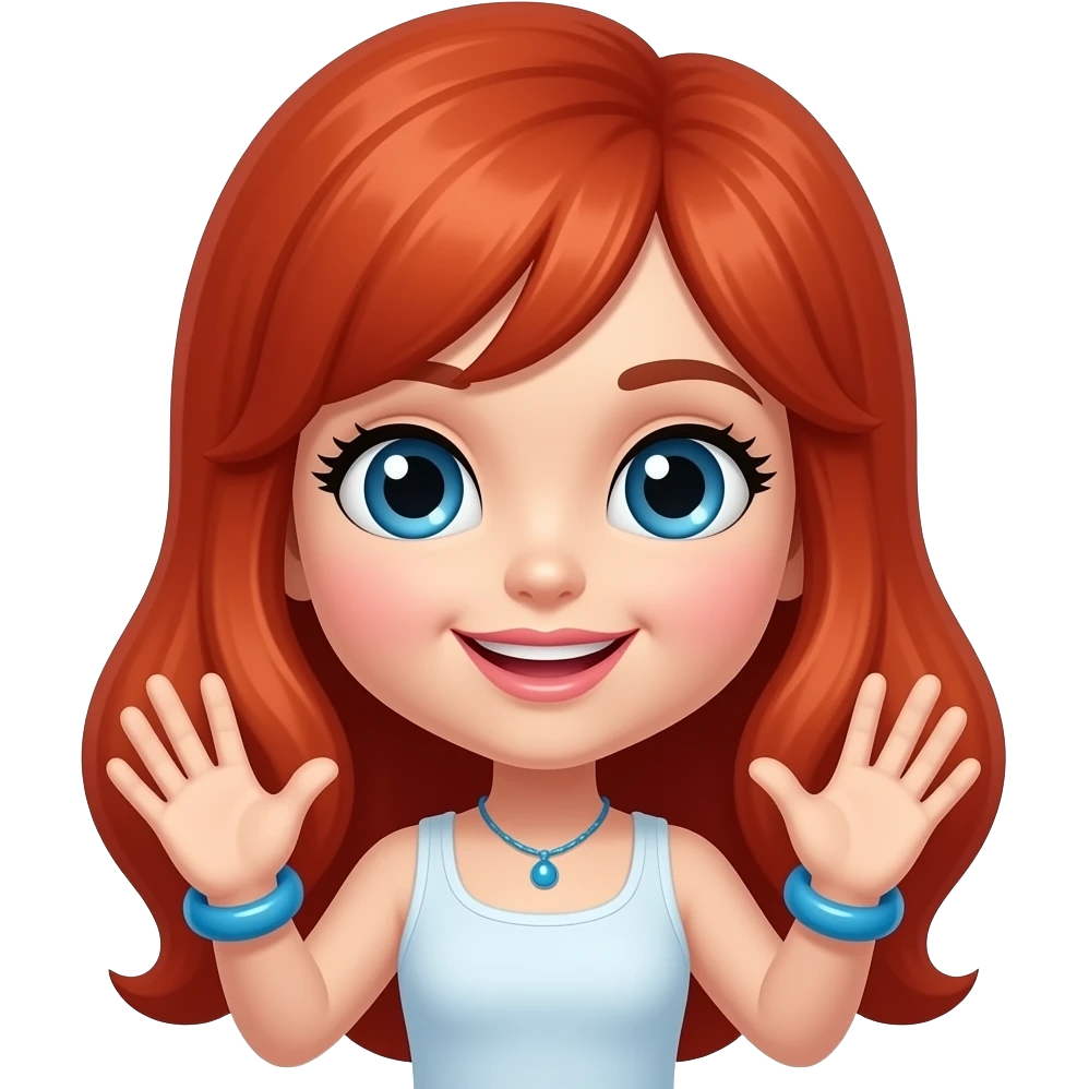 Кукла с красным волосами с синими банбики emoji