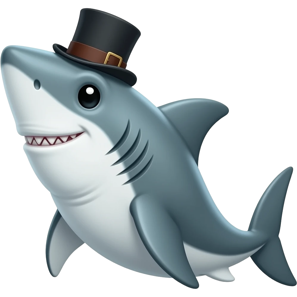 Shark with a top hat emoji