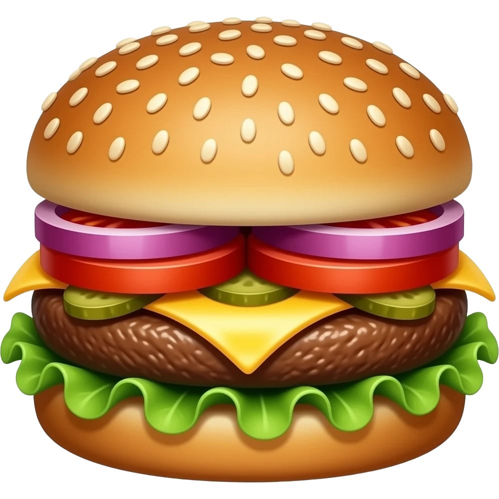 Perfect Burger of Buns / Patty / Tomato / Onion / Cheese / Lettuce / Pickles emoji