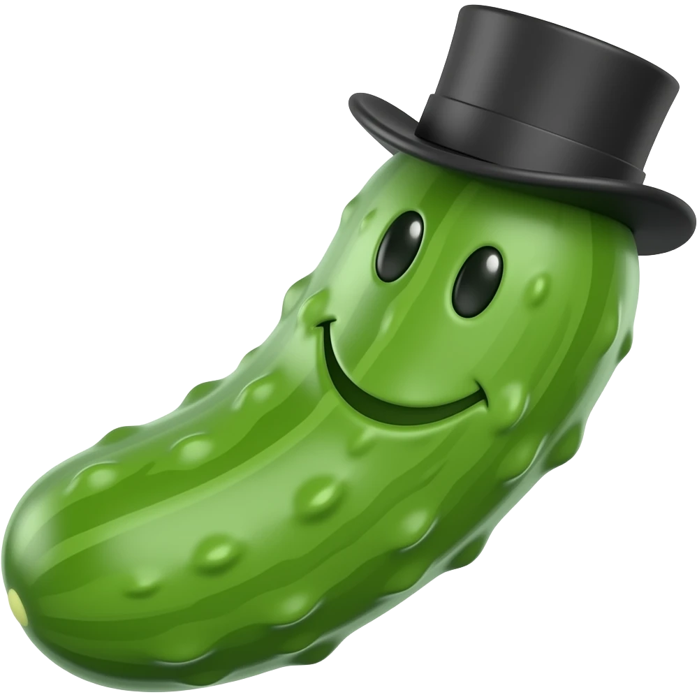 lachende gurke mit zylinder emoji