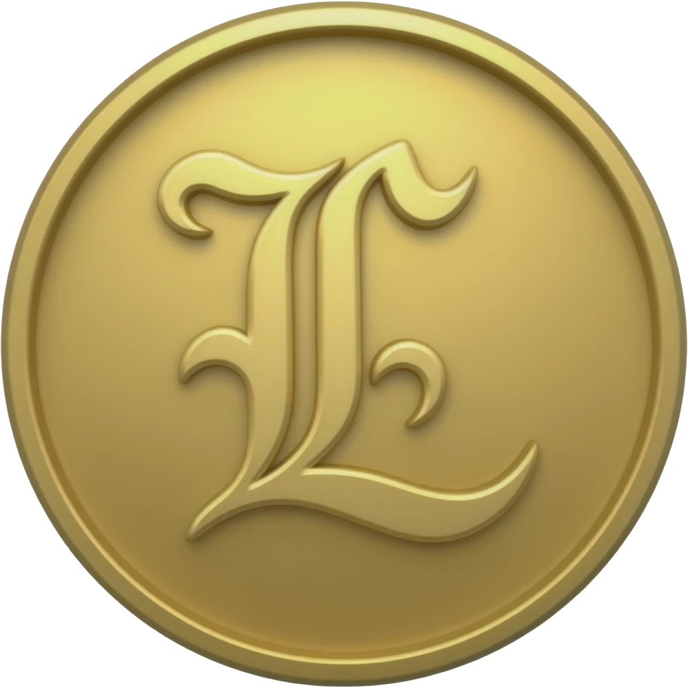 coin with the letter "L" in fancy letters emoji