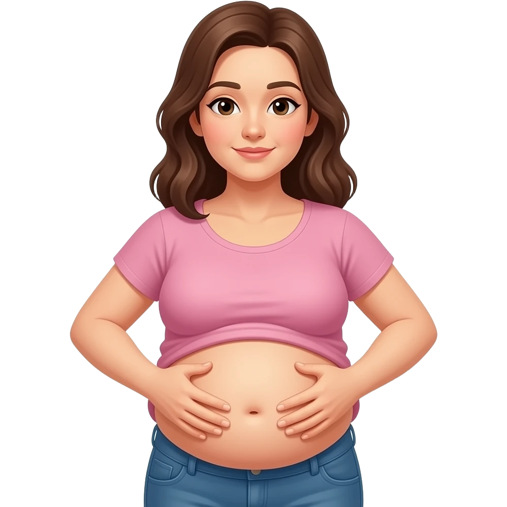 Femme examine médical belly stuffing emoji