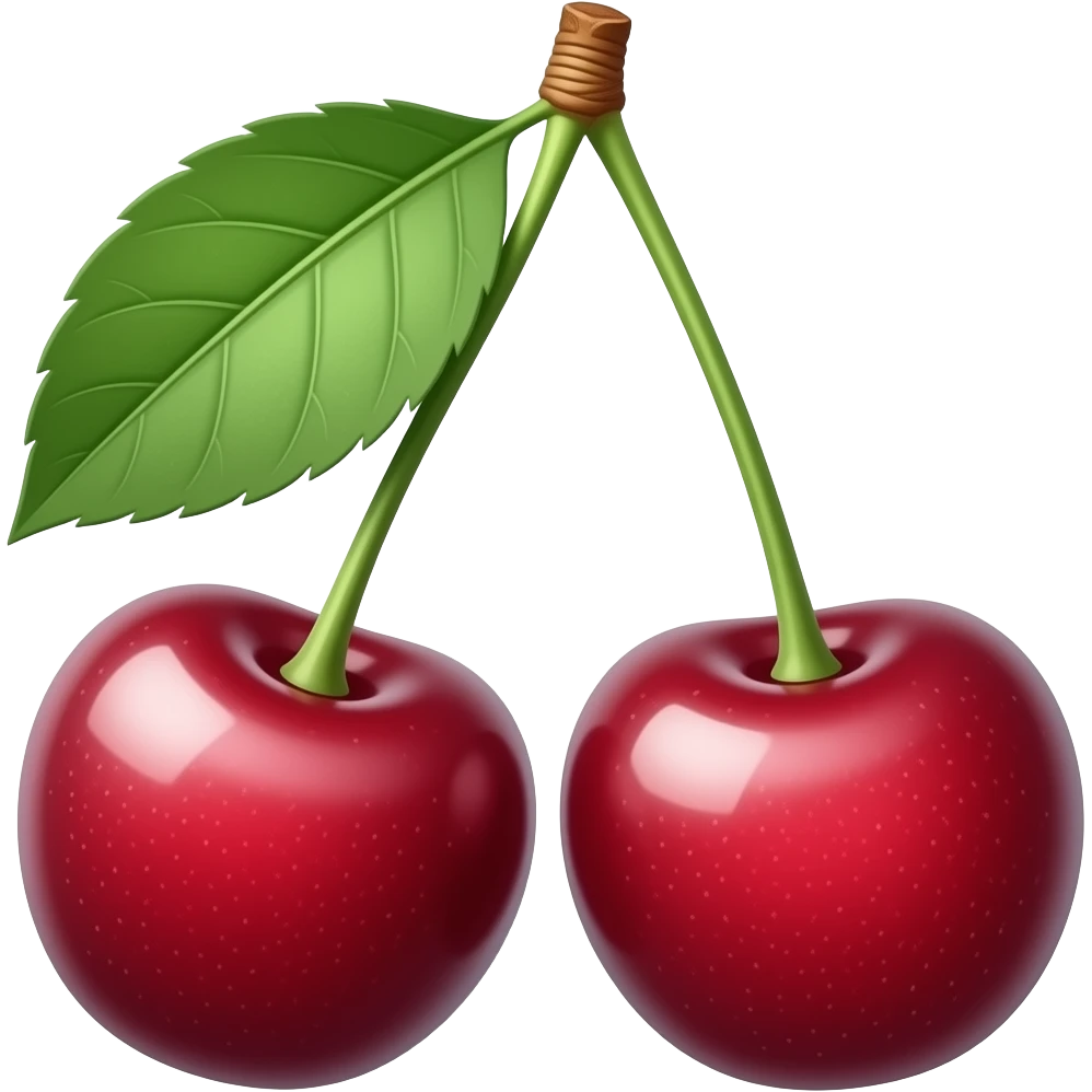 two cherries with one large leaf emoji