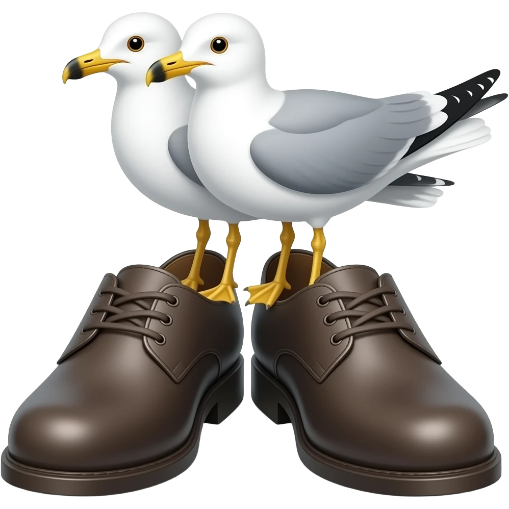2 seagulls as a mans shoes emoji