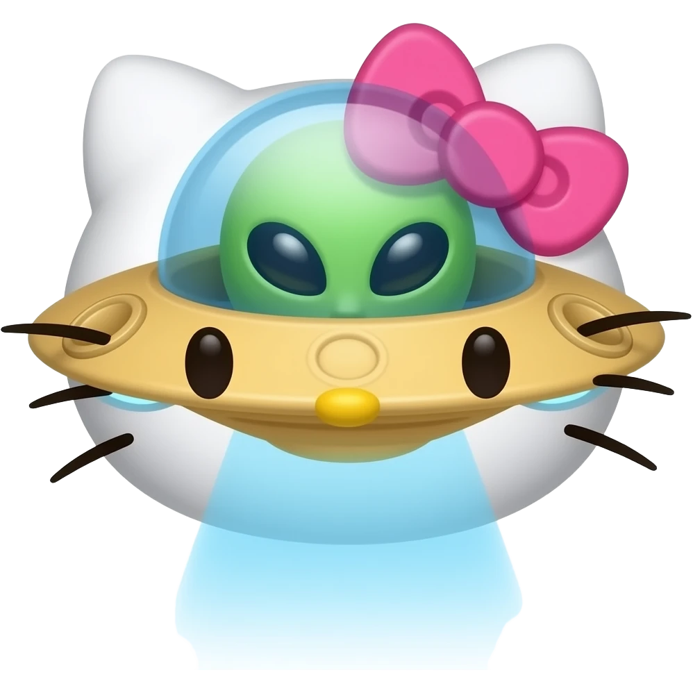 ufo alien as hello kitty emoji