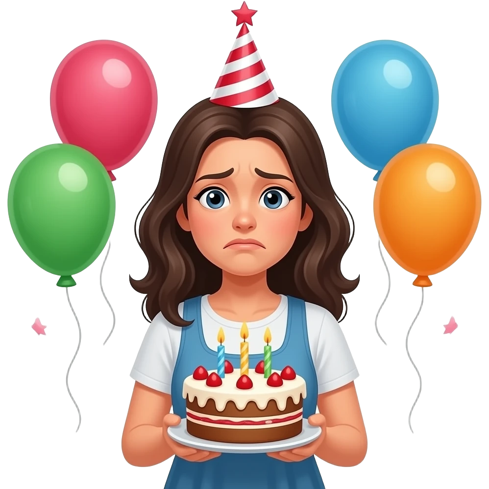 MUJER ESTRESADA EN UN CUMPLEAÑOS emoji
