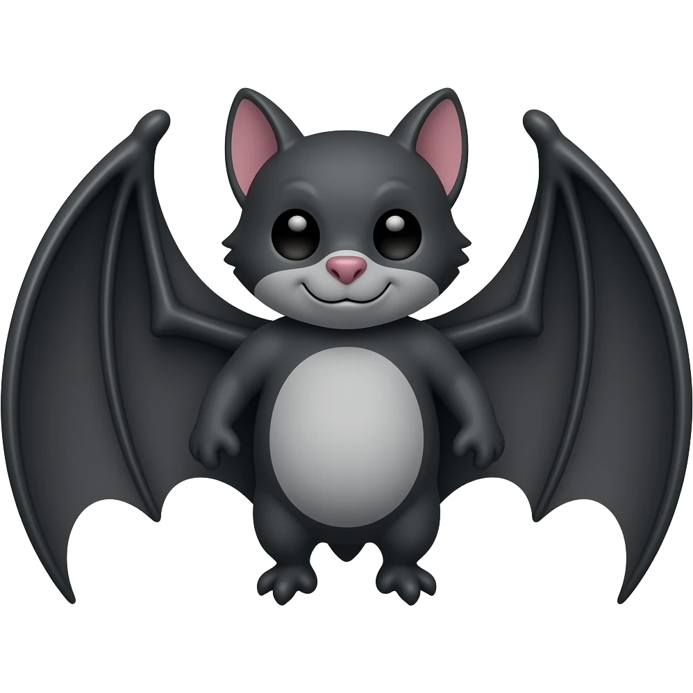Create high-quality glossy emojis with a vibrant modern style.Make the emojis look premium, shiny, and eye-catching with bright highlights, smooth gradients, soft reflections, and glowing details. bat emoji emoji