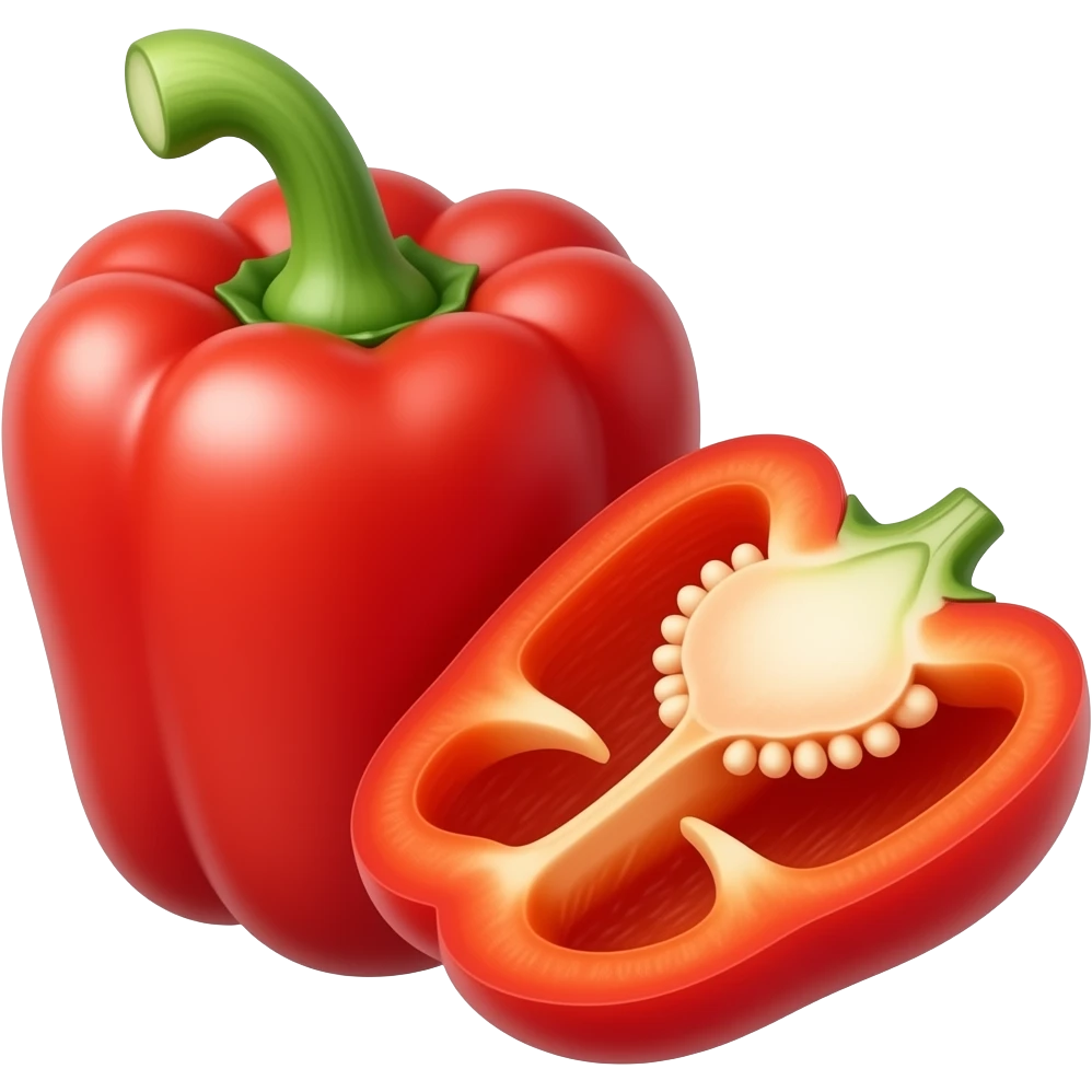red ripe whole and sliced Bell Pepper emoji