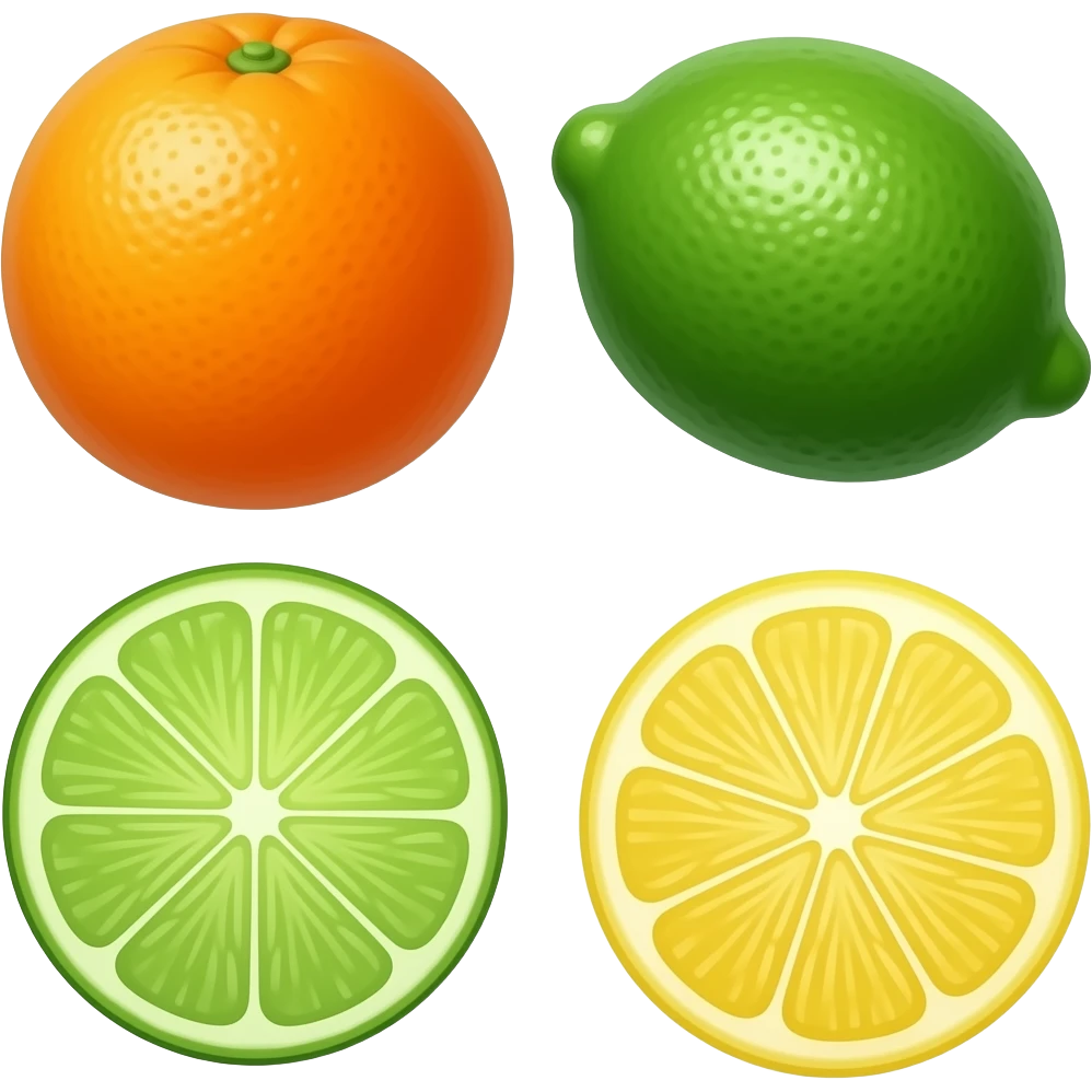 orange, lime and lemon emoji
