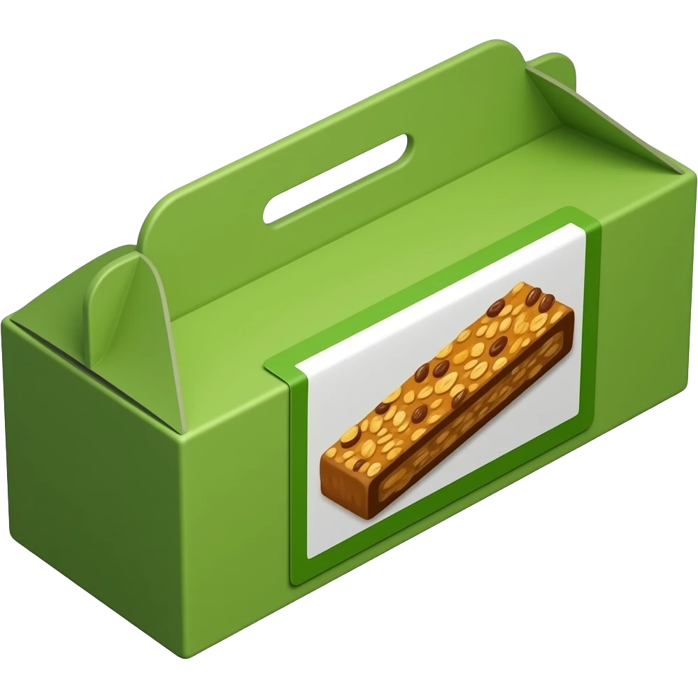 wide rectangular grocery store green cardboard box of heathy granola ...