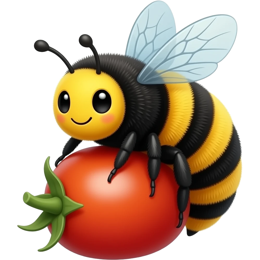 adorable bumblebee with yellow face on a date tomato emoji
