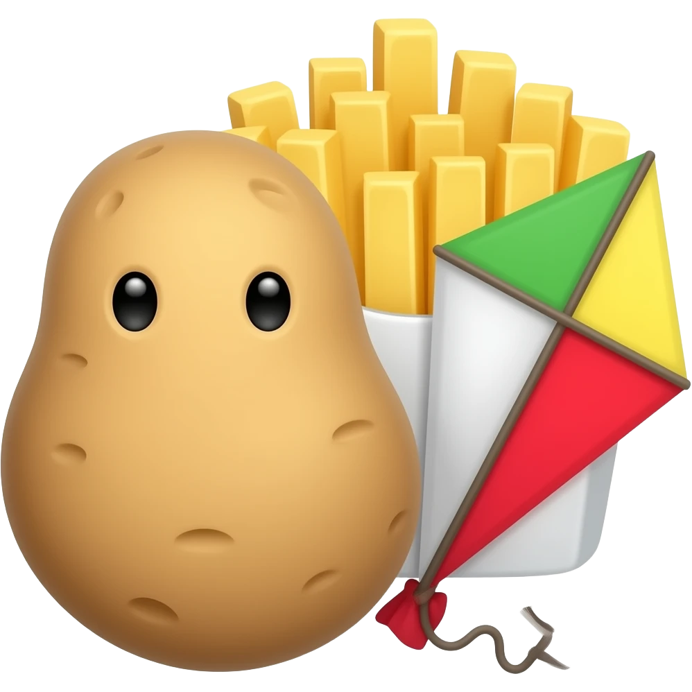 Un emoji de todo junto de 🥔🍟🪁 esos emojis (una característica de cada emoji junto) emoji