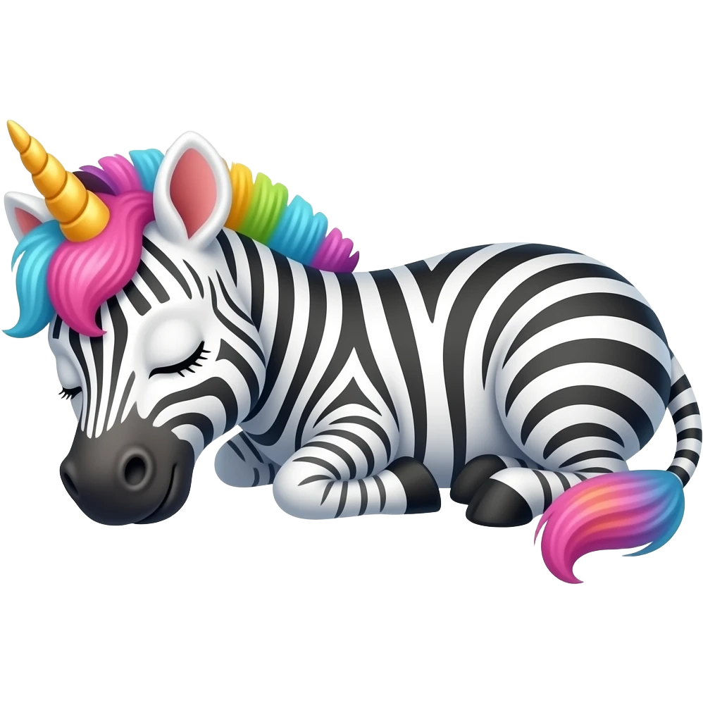 Colorfull unicorn Zebra lying down Sleeping emoji