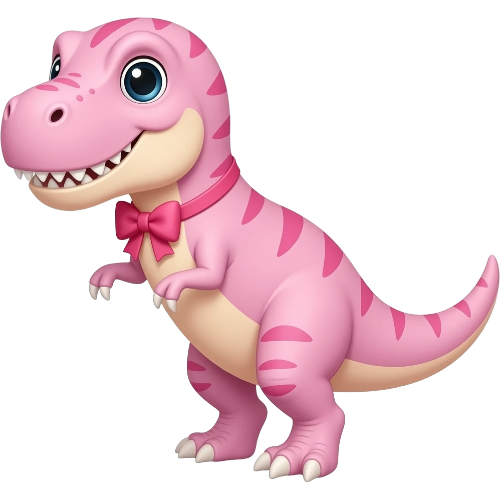 pink pastel t rex with bow emoji