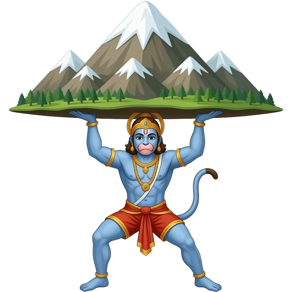 Lord hanuman lifting mountain emoji small size emoji