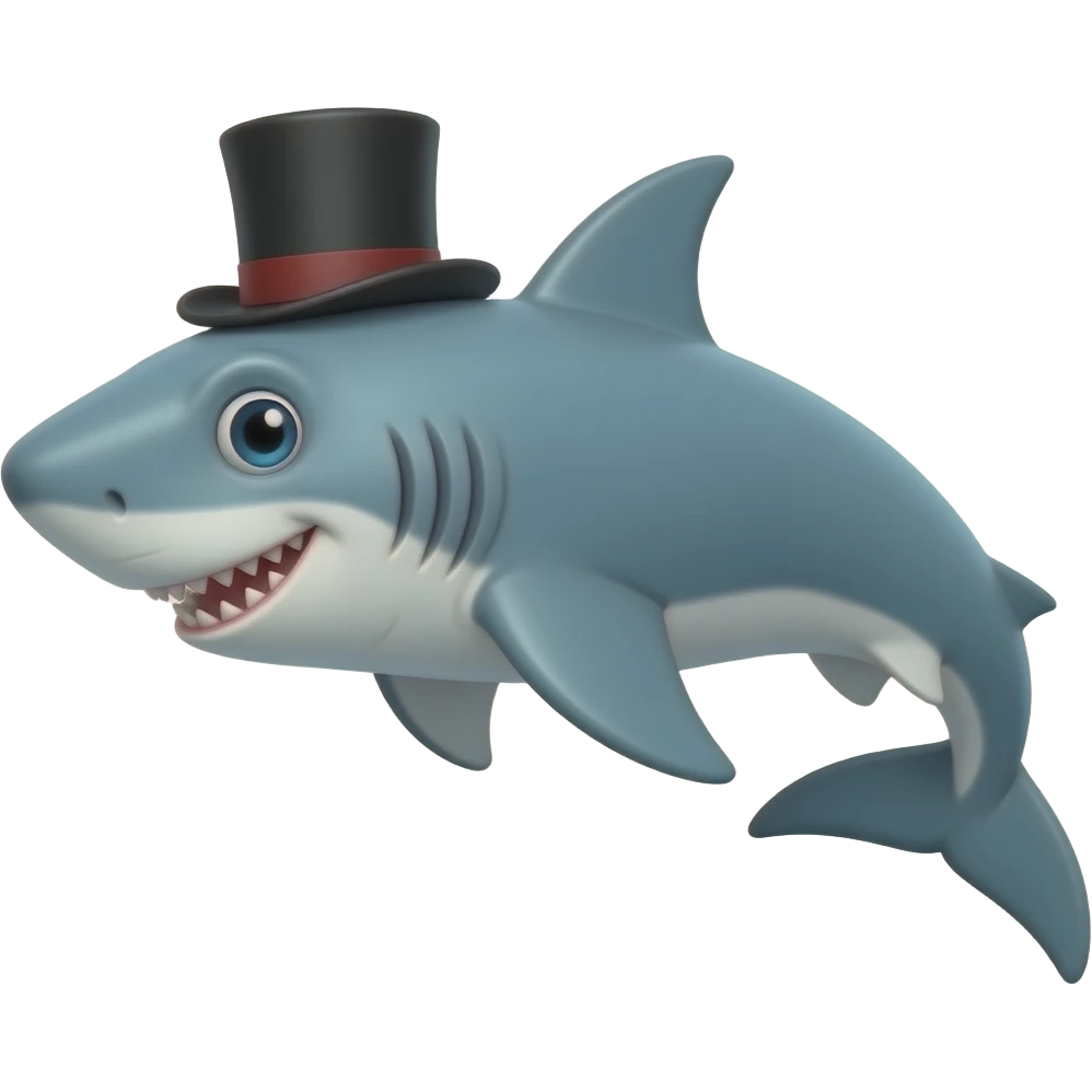 Shark with a top hat emoji