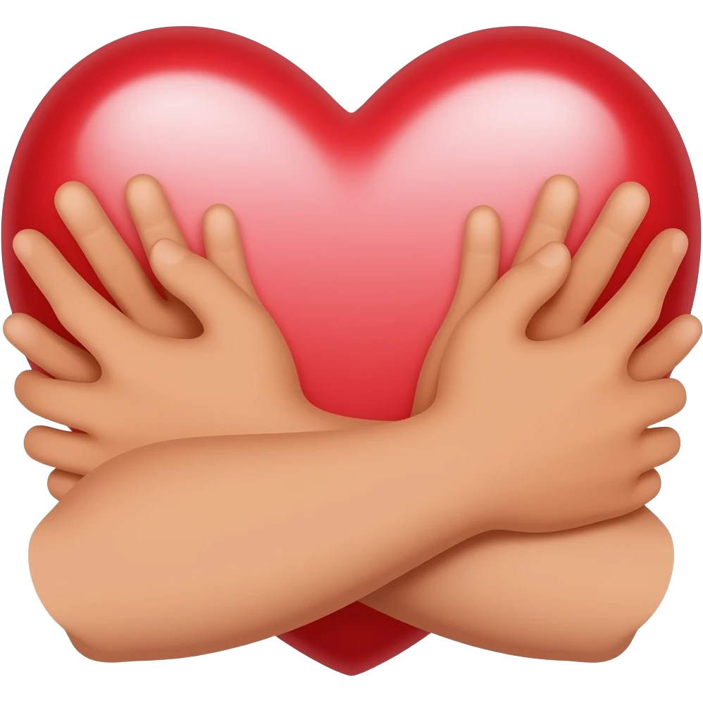 Обнятое сердце  крепкими мужскими руками emoji