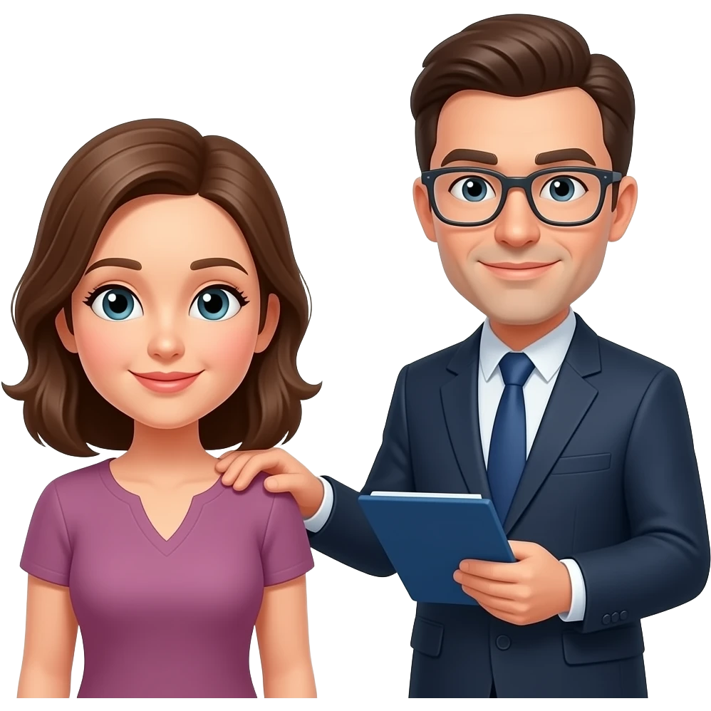 psicologo atendiendo a una ujer emoji