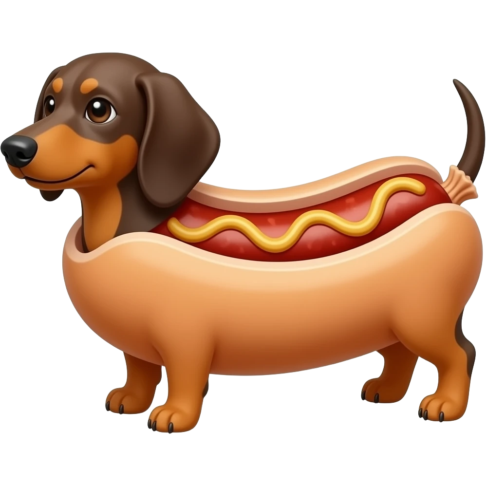 sausage dog in a sausge emoji